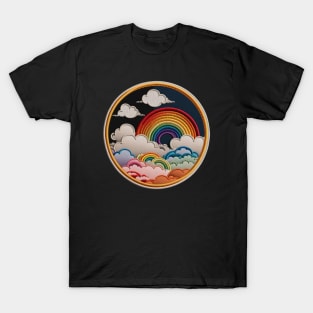 Prism Rainbow Clouds Embroidered Patch T-Shirt